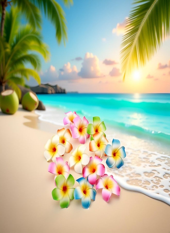Qintreesify 10Pcs Multicolor Hawaii Plumeria Flower Clips Hawaiian Flowers Hair Barrettes Beach Party Hair Clips Artificial Tropical Flower Hairpins for Wedding Hair Accessories (7cm) - Image 5
